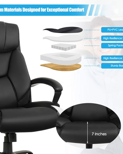 Chaise de bureau Giantex grande taille et robuste (227 kg), chaise de direction massante avec 6 points de vibration