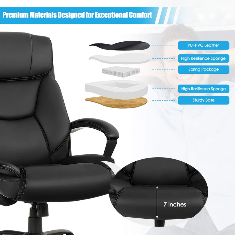 Chaise de bureau Giantex grande taille et robuste (227 kg), chaise de direction massante avec 6 points de vibration