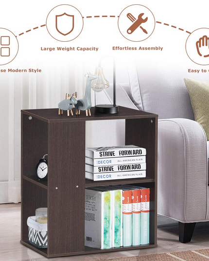 Giantex End Table with Shelves 3-Tier Open Storage