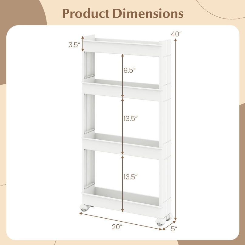 Giantex 4-Tier Slim Rolling Storage Cart