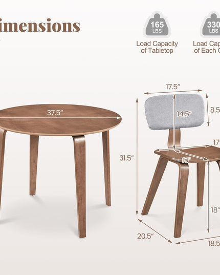 Giantex 37.5" Round Dining Table Set for Small Apartment