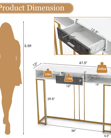 Giantex Console Table with Drawer - Sofa Side Table with Anti-Toppling Device & Adjustable Foot Pads