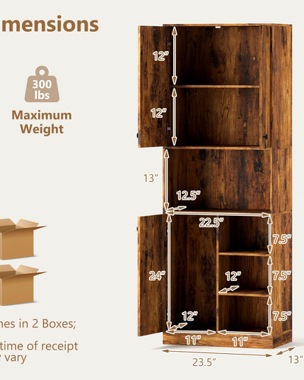Giantex Pantry Organizers and Storage, 65.5" Tall Pantry Cabinet with Buffet Hutch, Microwave Countertop