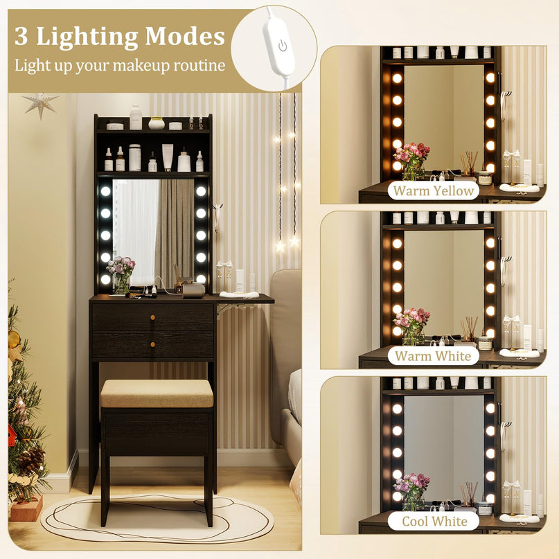 GIANTEX 20" Small Vanity Desk with Lighted Mirror