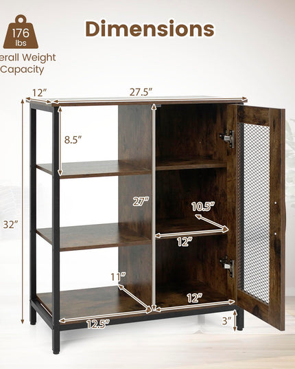 Giantex Buffet Sideboard | Industrial Kitchen Storage Side Cabinet with Metal Mesh Door