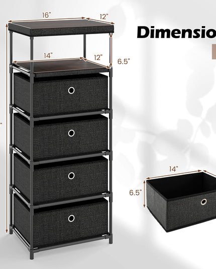 Giantex 4-Drawer Storage Cabinet Slim Storage Organizer