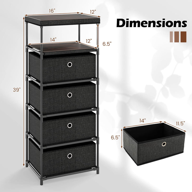 Giantex 4-Drawer Storage Cabinet Slim Storage Organizer