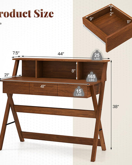Giantex Mid Century Modern Desk with 3 Drawers