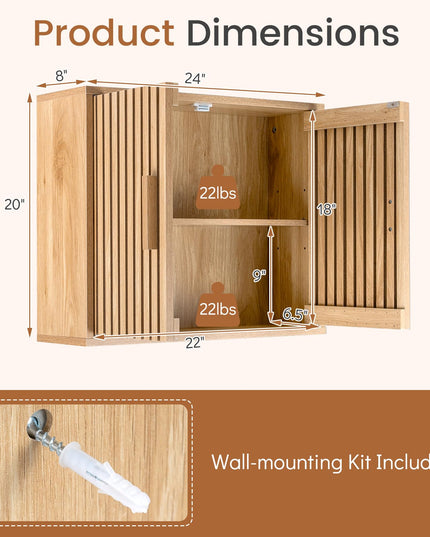 Giantex Bathroom Wall Cabinet Wall Mounted Wooden Medicine Cabinet