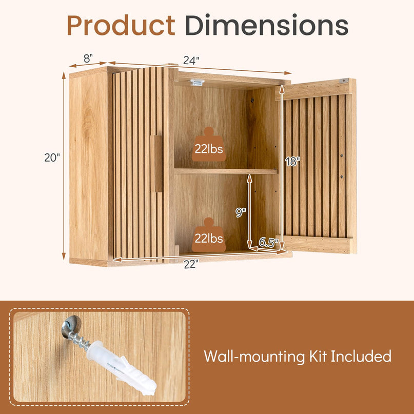 Giantex Bathroom Wall Cabinet Wall Mounted Wooden Medicine Cabinet