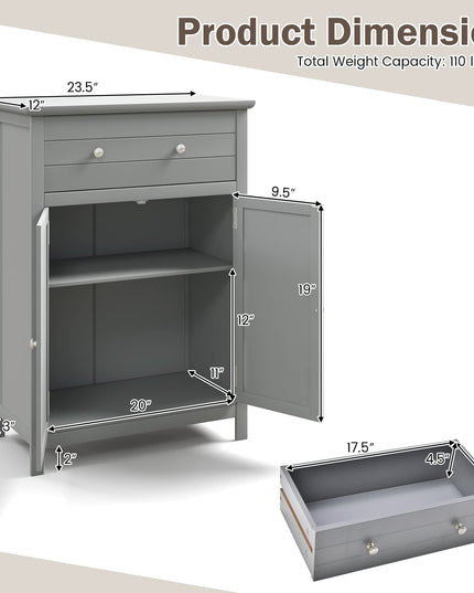 Giantex Bathroom Storage Cabinet with Drawer - Floor Cabinet with Doors, Adjustable Shelf