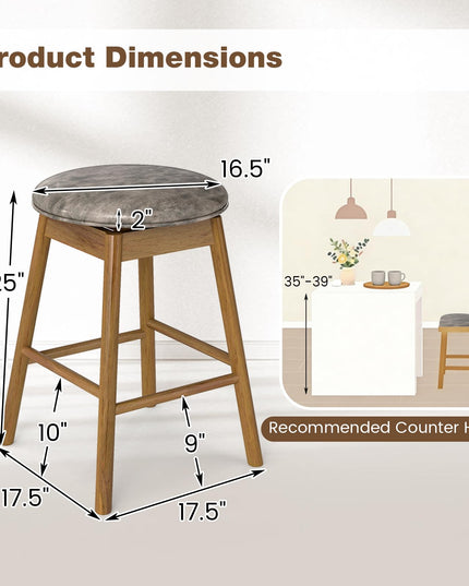 Giantex Tabourets de comptoir sans dossier de 25" avec siège rembourré en cuir PU (Lot de 2/4)