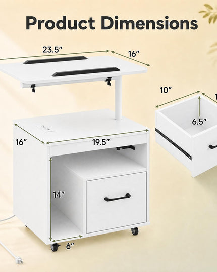 GIANTEX Rolling LED Nightstand with Charging Station (1/2)