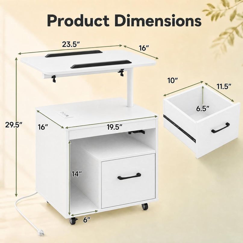 GIANTEX Rolling LED Nightstand with Charging Station (1/2)