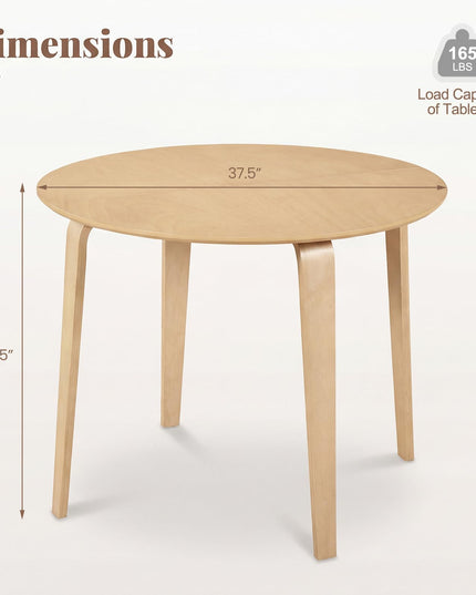 Giantex 37.5" Round Dining Table with Solid Rubber Wood Legs for 4