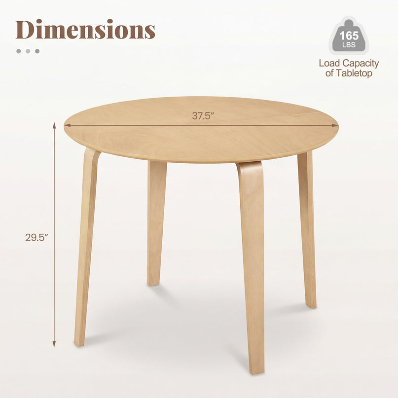 Table à manger ronde Giantex 37,5 po avec pieds en bois d'hévéa massif pour 4 personnes