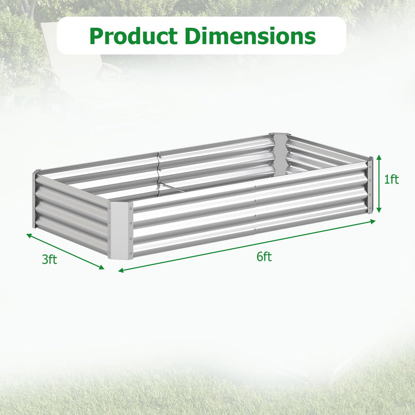Giantex 6 x 3 x 1 FT Rectangular Galvanized Raised Garden Bed w/Open-Ended Base (1/2)