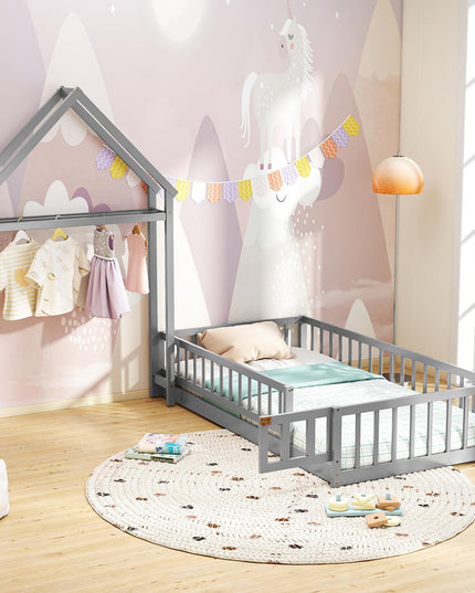 Giantex Twin House Floor Bed for Kids for Girls or Boys