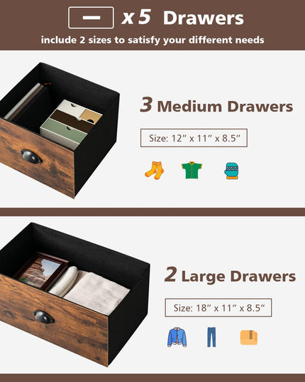 Giantex Dresser for Bedroom, Chest of Drawers with Wood Top Retro Storage Cabinet
