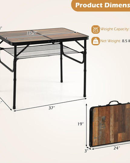 Giantex 3 FT Folding Portable Aluminum Picnic Table with Adjustable Heights
