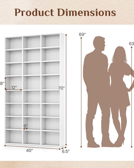 Giantex 70" Tall White Bookshelf with 24 Open Cube & 18 Adjustable Display Storage Shelves