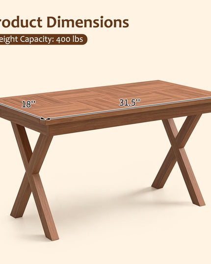 GIANTEX 31.5" Outdoor Teak Wood Coffee Table with Slatted Tabletop