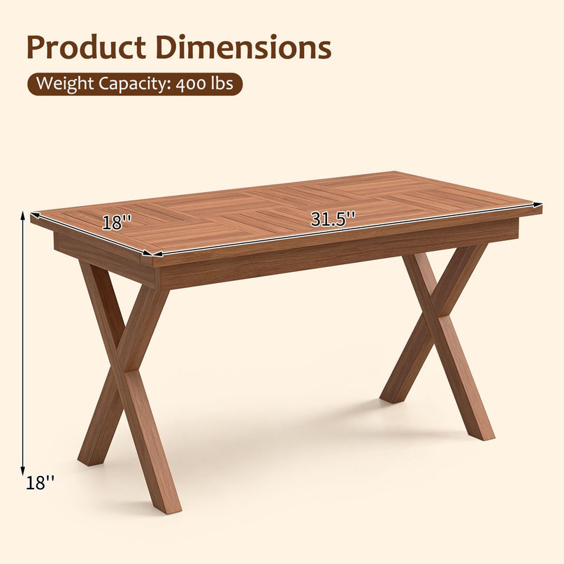 GIANTEX 31.5" Outdoor Teak Wood Coffee Table with Slatted Tabletop