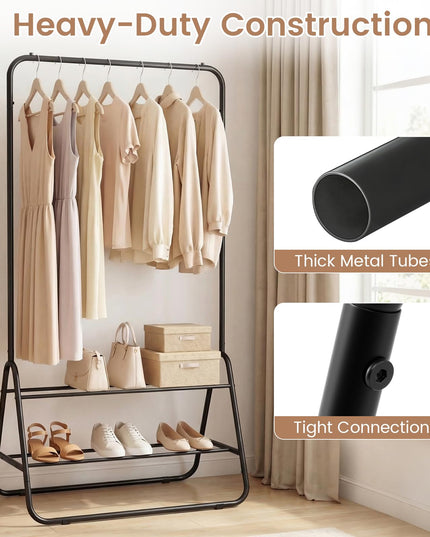 Giantex Heavy Duty Clothes Rack with Hanging Rod and Storage Shelves