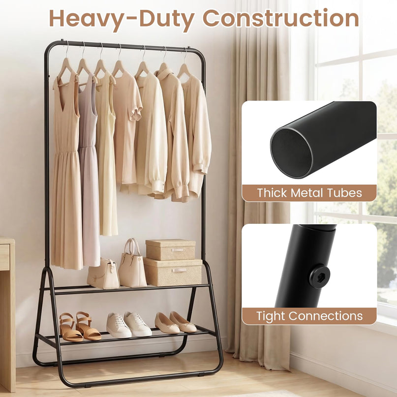 Giantex Heavy Duty Clothes Rack with Hanging Rod and Storage Shelves
