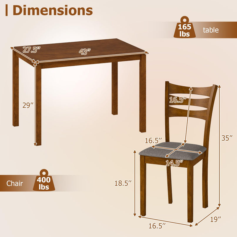 Giantex Rectangular Kitchen Table Set w/ 4 Upholstered Chairs for 4