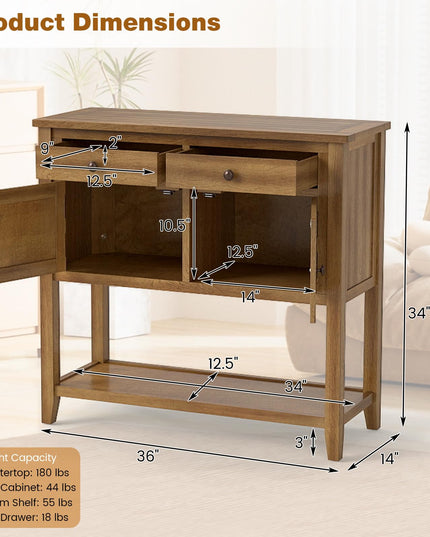 Giantex Buffet Cabinet with Storage Shelf, 2 Drawers