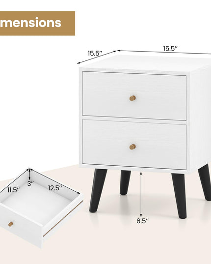 Giantex Night Stand Set 1/2 with Drawers Mid Century Modern Bedside Table