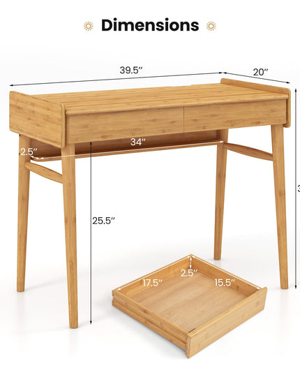 39.5" Bamboo Home Office Desk - Giantex