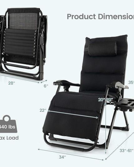 Giantex Zero Gravity Chair with Patio Cushions, Adjustable Folding Reclining Lounge Chair