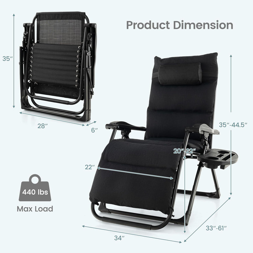 Giantex Zero Gravity Chair with Patio Cushions, Adjustable Folding Reclining Lounge Chair