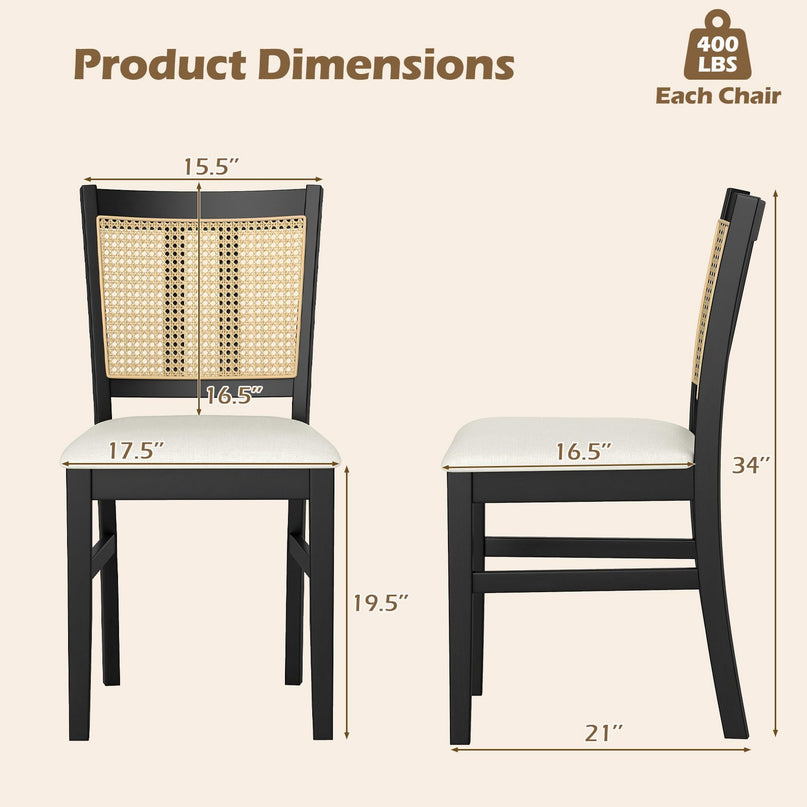 Giantex Rattan Dining Chairs Set of 2/4 for Dining Living Room Restaurant