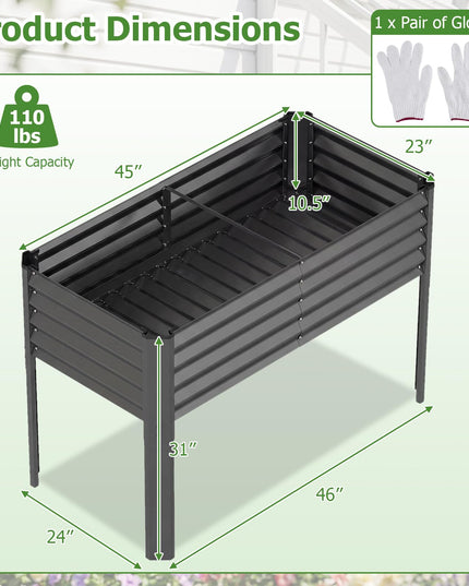Giantex 46"x24"x31" Galvanized Raised Garden Bed with Legs (1/2)