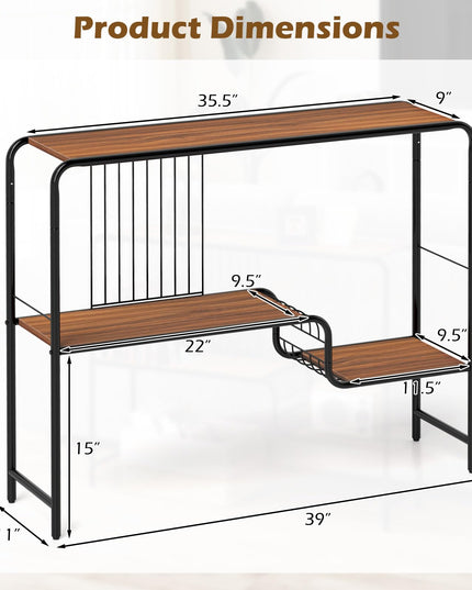 Giantex 2-Tier Console Table, 35.5" Narrow Entryway Table w/Irregular Storage Shelves & Metal Frame
