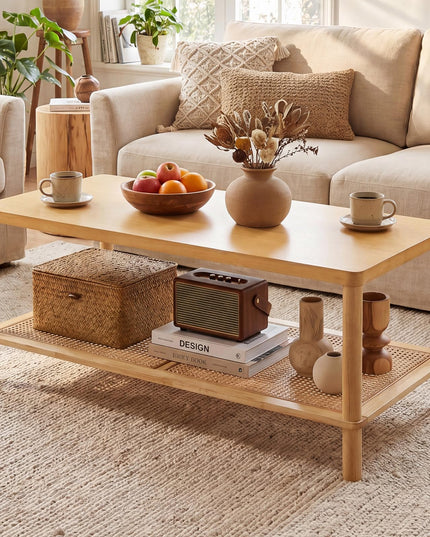 Giantex 39" Rattan Coffee Table for Living Room