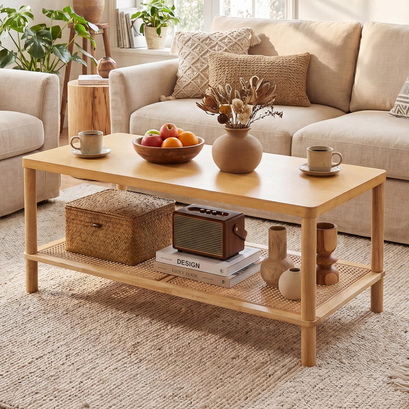 Giantex 39" Rattan Coffee Table for Living Room