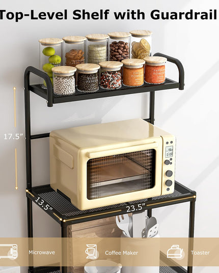 Giantex Bakers Rack, 4-Tier Microwave Oven Stand, Kitchen Storage Rack with Mesh Wire Metal Shelves