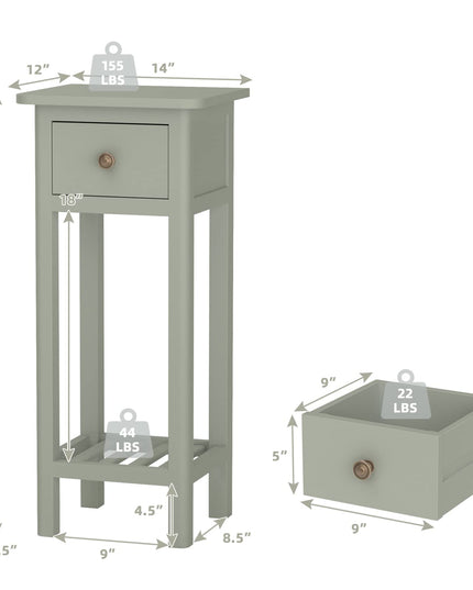 Small End Table | Wooden Slim Side Table for Small Space