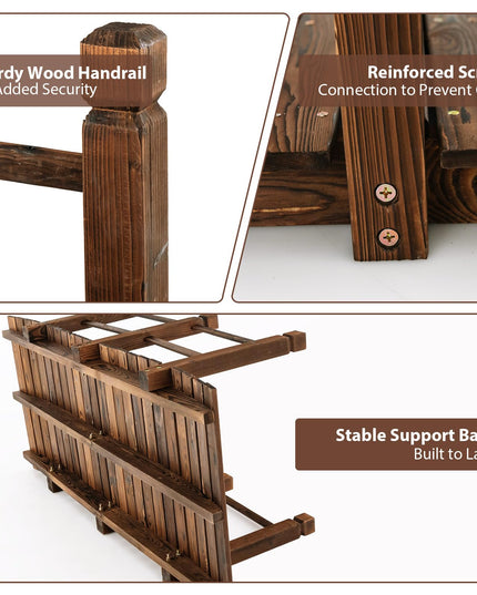 Giantex 5 ft Garden Bridge - Stained Wood Arc Footbridge Walkway