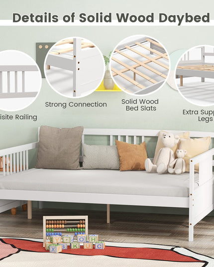Giantex Full Size Daybed, Wooden Daybed Sofa Bed Frame with Wood Slat Support for Kids Teens (Full)