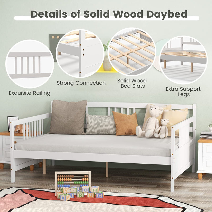 Giantex Full Size Daybed, Wooden Daybed Sofa Bed Frame with Wood Slat Support for Kids Teens (Full)
