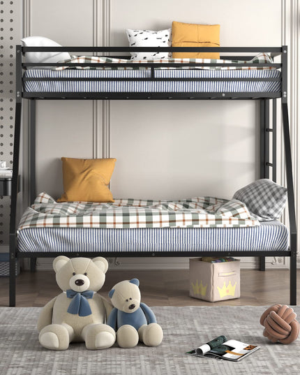 Giantex Metal Bunk Bed, Twin Over Full Size Bed w/ Removable Ladder & Steel Slats Support