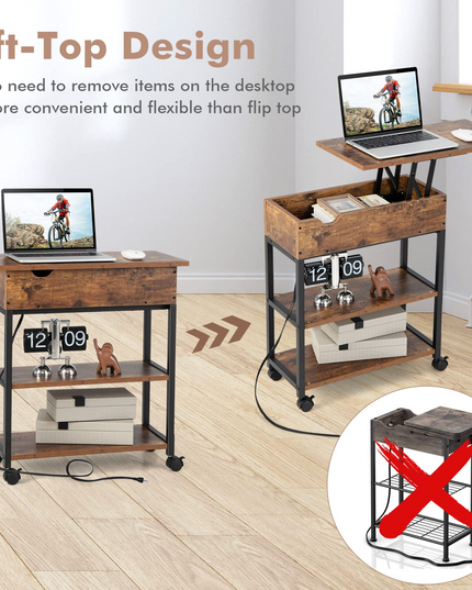 Giantex End Table with Charging Station - Lift Top Narrow Side Table