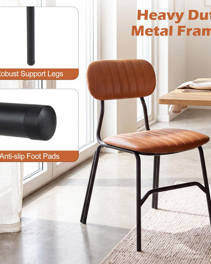 GIANTEX Modern Dining Chairs Set w/ Ergonomic Back & Metal Legs