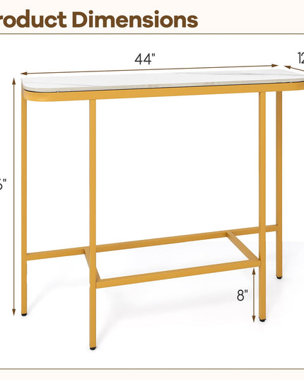 Giantex 44" Entryway Table with Faux Marble Tabletop & Heavy-Duty Metal Frame