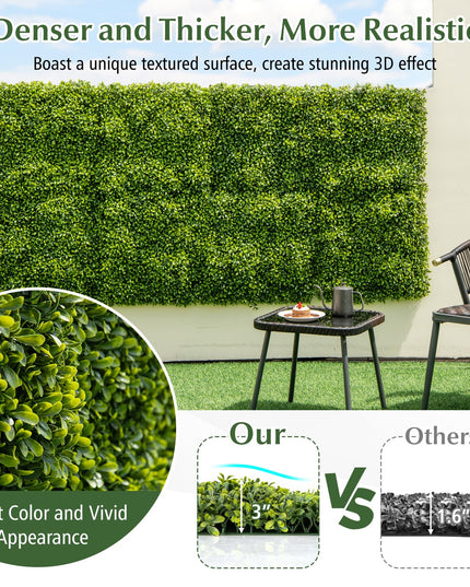 Giantex 20" x 20" Artificial Boxwood Panels 12PCS, 33.3 Sq.ft Garden Privacy Fence Screen (Boxwood)